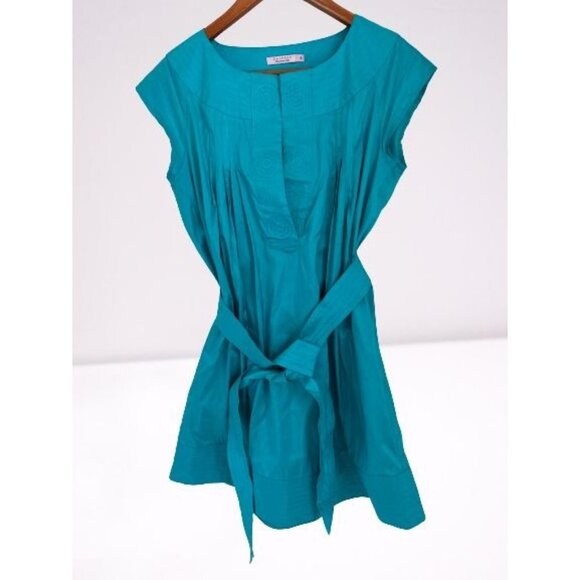 CALYPSO 100% Silk Tunic Top Blouse Turquoise Size Small - Picture 1 of 13